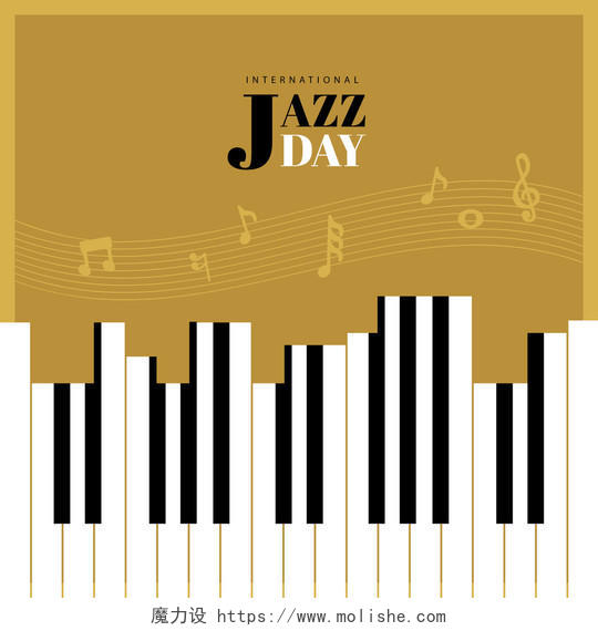 赭色背景jazzday钢琴比赛钢琴大赛宣传单